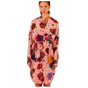 knee length dresses for ladies Pink Leopard Forest Midi Dress  FARM Rio